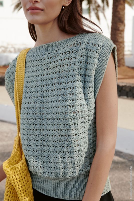 Gehaakt topje in Cotton Melange Lana Grossa