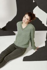 Klassieke trui met v-hals in Suri Alpaca | Lang Yarns