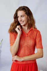 Poloshirt met gaatjesmotief in Ananas | Lang Yarns