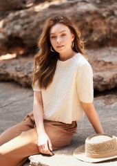Klassiek truitje met korte mouwen & fantasiesteek in Cotton Cashmere | Rowan