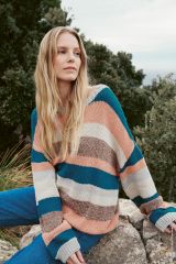Oversized trui met streepmotief in Cashseta, Fourseason & Solo Lino | Lana Grossa