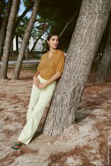 Poloshirt met pofmouwtjes in Terra | Lana Grossa