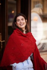 Halve cirkel sjaal met fantasieboord in Cashmere Love - diameter 158cm | Lana Grossa