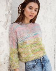 Kort truitje met halflange mouwen en fantasiesteek in Silkhair Hand-dyed | Lana Grossa