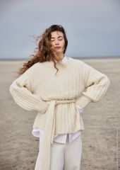 Trui met rugsplit en ceintuur in Alpaca Moda | Lana Grossa