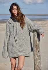 Hoodie met brede mouwen en halfpatentsteek in Alpaca Moda | Lana Grossa