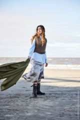 Klassieke debardeur met v-hals in Cool Merino Print | Lana Grossa
