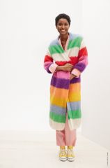 Mantel met strepen in Mohair Moda | Lana Grossa