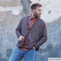 Klassieke mannenvest met fantasiemotief op de mouwen in Cotton Merino | Katia