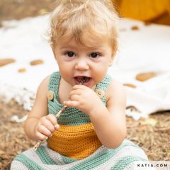 Gehaakte gestreepte jumpsuit voor baby van Marta Porcel  