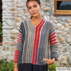 Trui met verticale strepen in 50 Mohair Shades - Variant 2 | Katia
