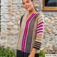 Trui met verticale strepen in 50 Mohair Shades - Variant 5 | Katia