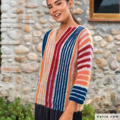 Trui met verticale strepen in 50 Mohair Shades - Variant 6 | Katia