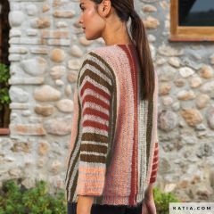 Trui met verticale strepen in 50 Mohair Shades - Variant 8 | Katia