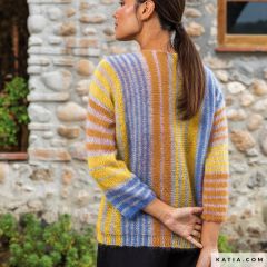 Trui met verticale strepen in 50 Mohair Shades - Variant 9 | Katia