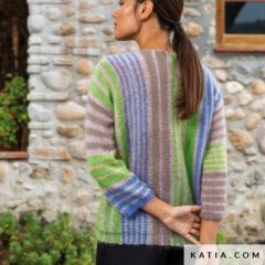 Trui met verticale strepen in 50 Mohair Shades - Variant 10 | Katia
