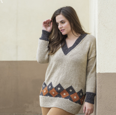 Trui met jacquard motief in Merino Lino | Katia