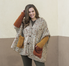 Zeer wijde vest in Merino Splash en Merino Tweed | Katia