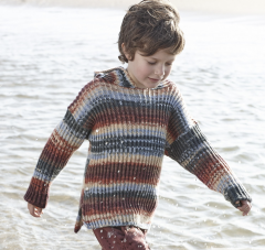 Kindertrui met capuchon met reliefsteek in Merino Baby Plus | Katia