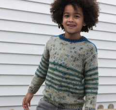 Tweed kindertrui met strepen in Merino Splash en Merino Aran | Katia