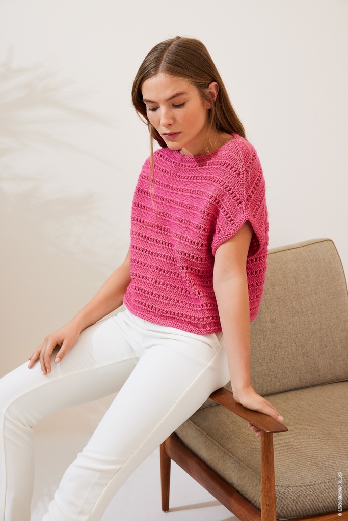 Topdown truitje met gaatjespatroon in Summer Softness | Lana Grossa