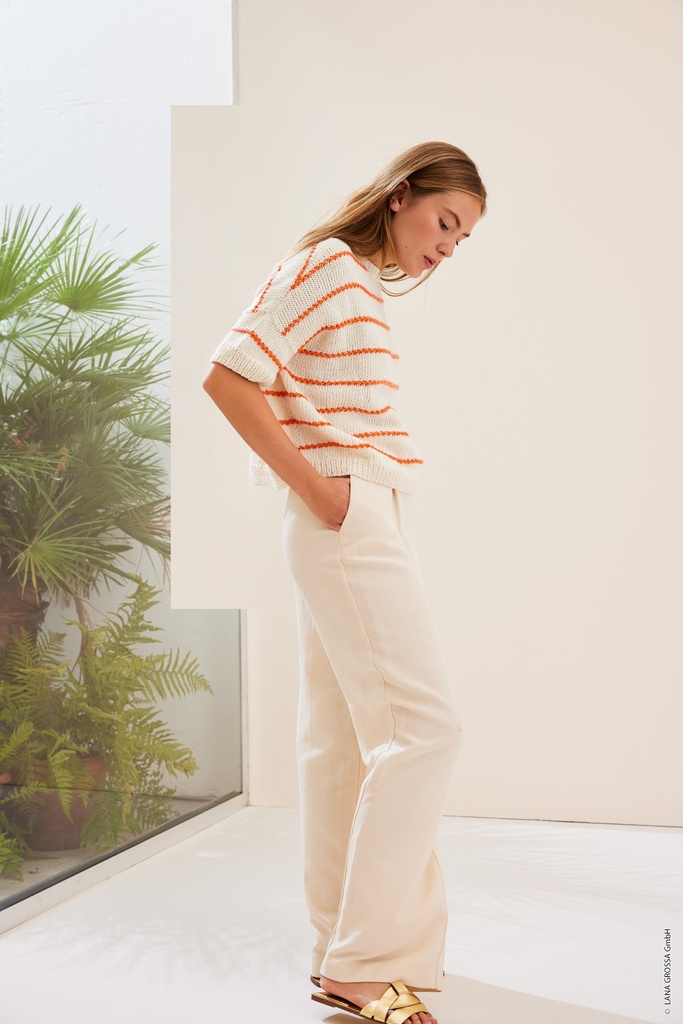 Truitje met korte mouwen en streepjesmotief in Summer Softness | Lana Grossa