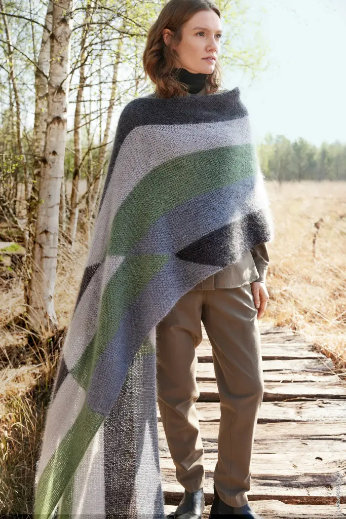 Stola met kleurblokken in Silkhair | Lana Grossa