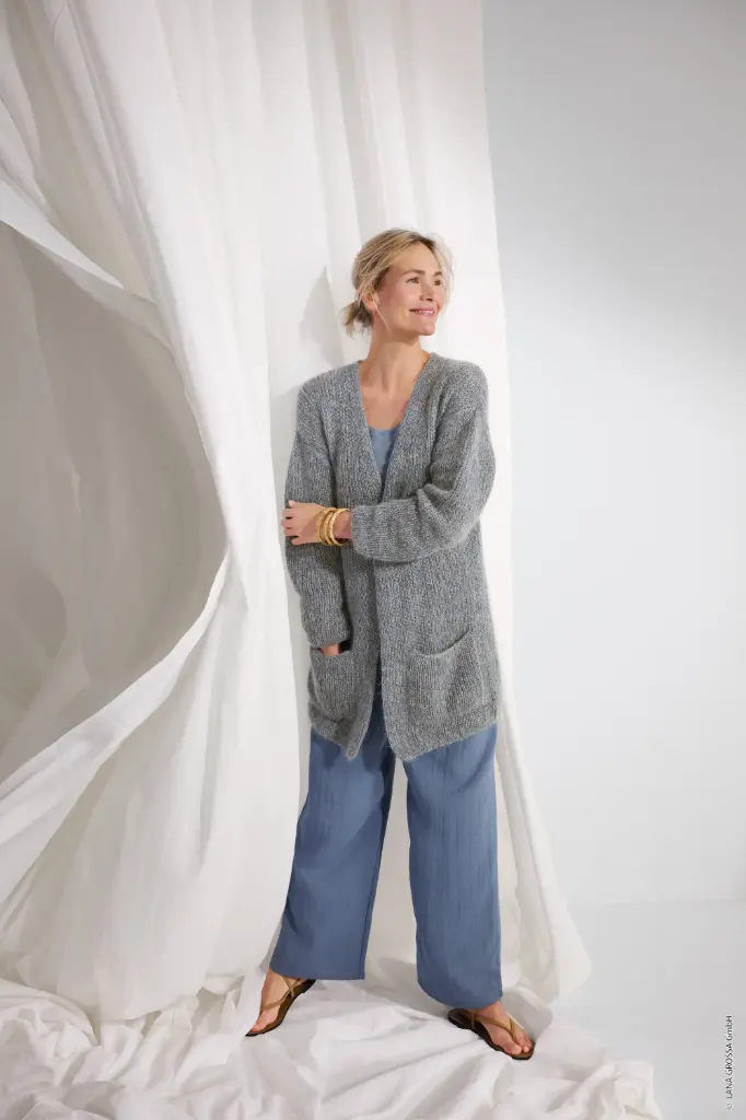 Halflange vest tricotpatent steek in Alta Moda Cotolana & Silkhair | Lana Grossa