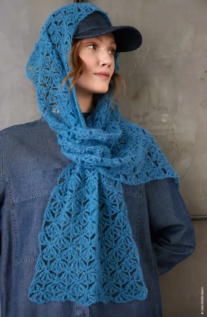 Gehaakte sjaal in Silkhair | Lana Grossa