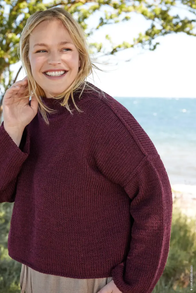 Trui met opvallende schoudernaden in Cool Wool Superbig Mélange | Lana Grossa