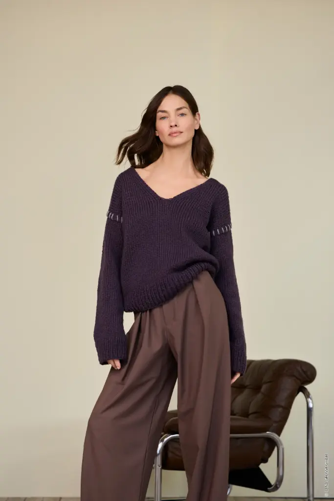 Top Down trui met v-hals in Winter Softness | Lana Grossa