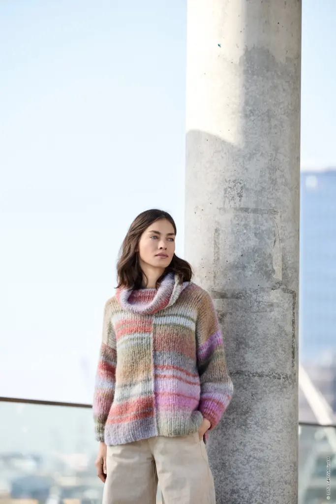 Trui met afhangende kraag in Gigante Multi | Lana Grossa