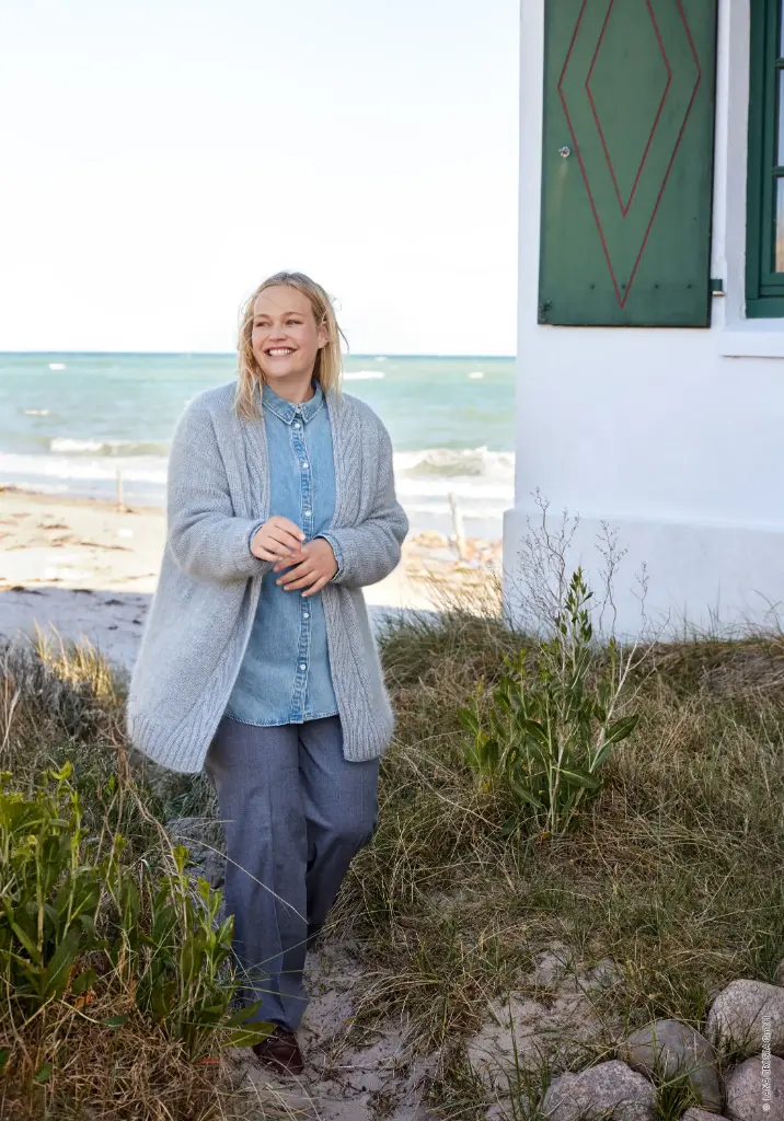 Top Down vest met kabelboord in Cool Wool Lace & Silkhair | Lana Grossa