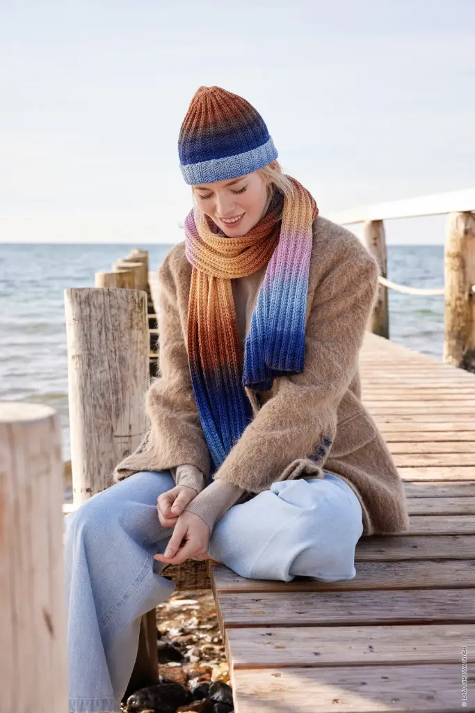 Sjaal met vals patentpatroon in Cool Wool Big Color | Lana Grossa