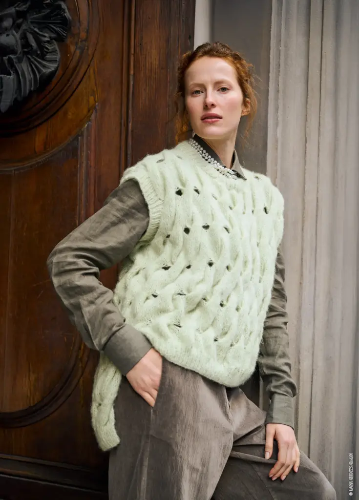 Debardeur met kabelmotief in Nebbia | Lana Grossa