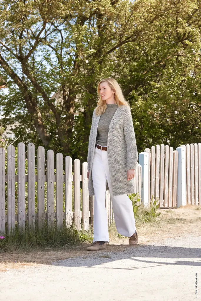 Vest met halfpatentpatroon in Cool Wool Big Melange | Lana Grossa
