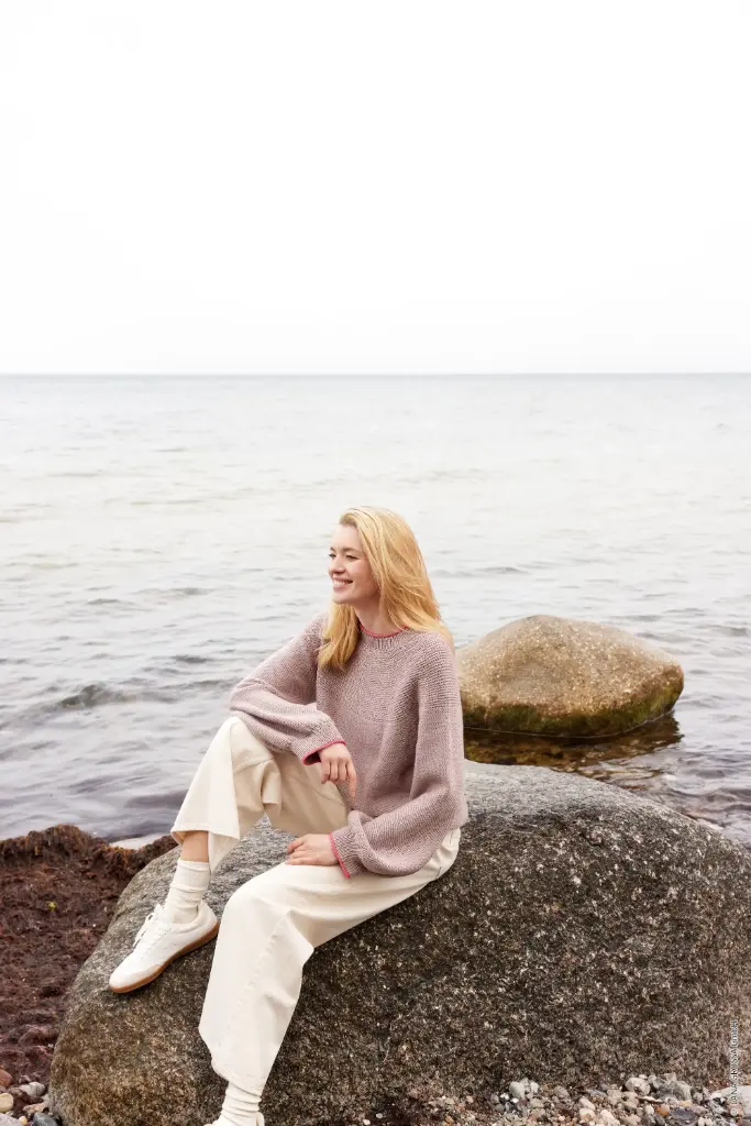 Top Down trui met ronde pas in Cool Wool Big | Lana Grossa