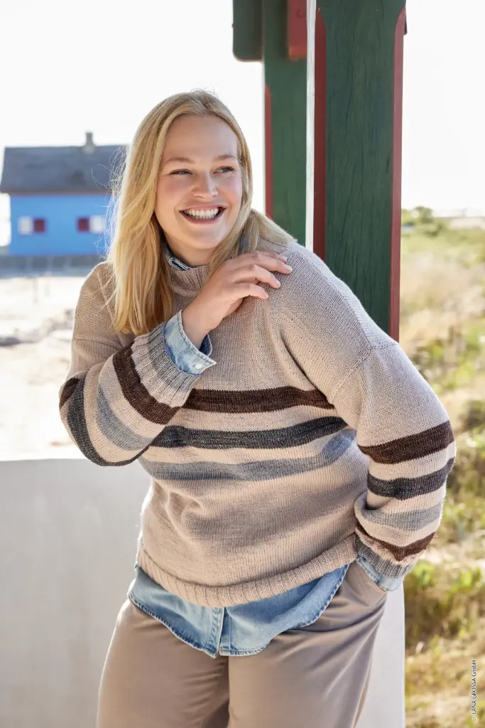 Trui met streepmotief in Cool Wool & Cool Wool Vintage | Lana Grossa
