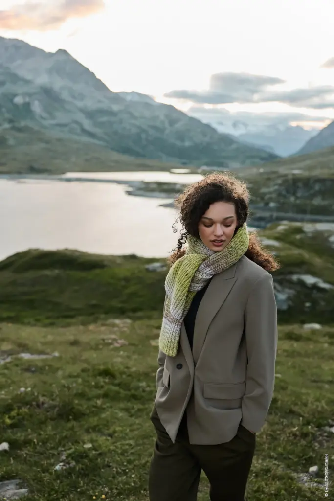 Sjaal met patentsteek in Gomitolo Gala | Lana Grossa