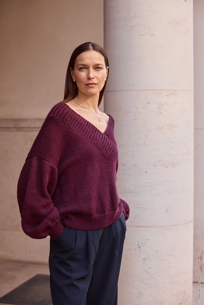 Trui met v-hals in Cool Merino | Lana Grossa