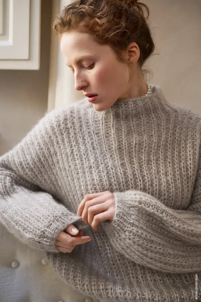 Oversize trui met halve patensteek in Superkid Seta & Silkhair | Lana Grossa