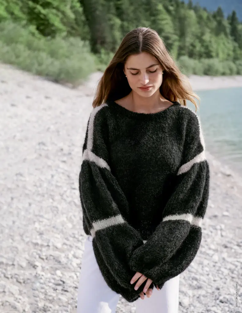 Oversized trui met pofmouwen in Mohair Moda | Lana Grossa