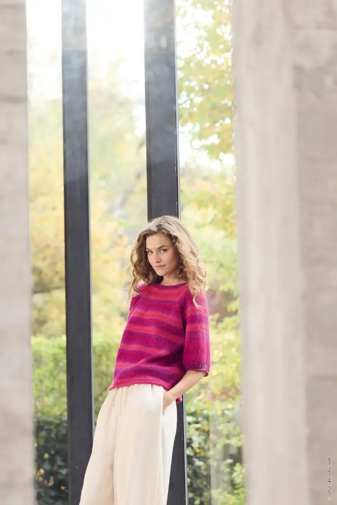 TopDown Trui met halflange raglanmouwen in Corallo | Lana Grossa