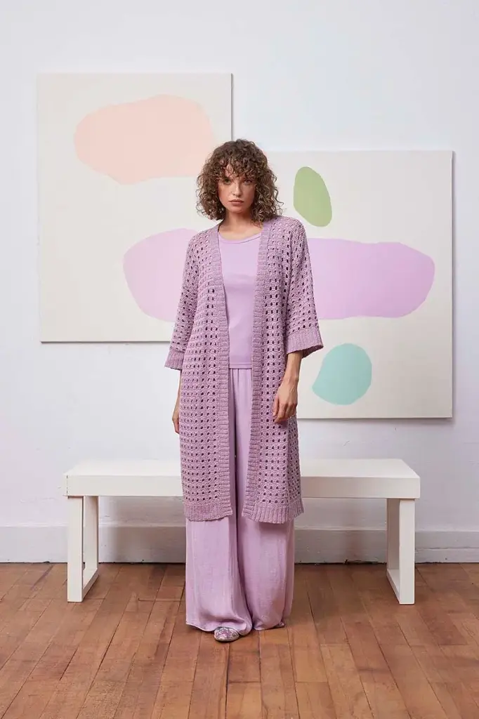 Gehaakte lange vest in Ananas | Lang Yarns