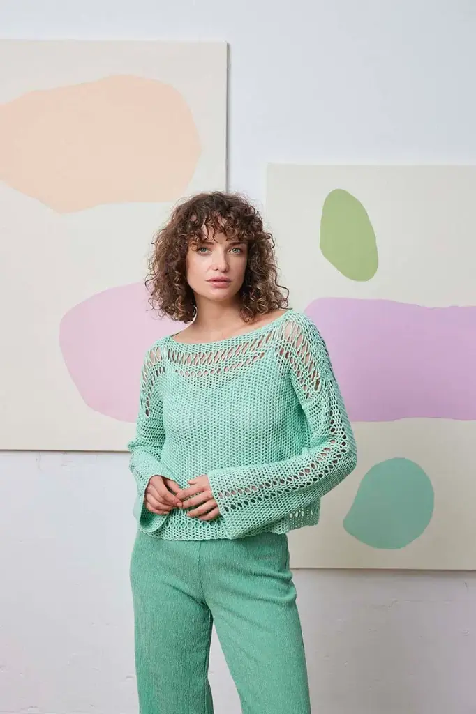 Gehaakte trui met gaten motief in Classic Silk | Lang Yarns