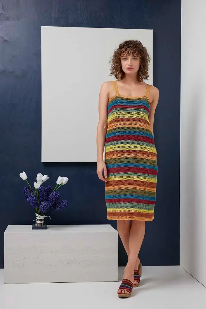 Kleurrijke gehaakte jurk in Baby Cotton | Lang Yarns