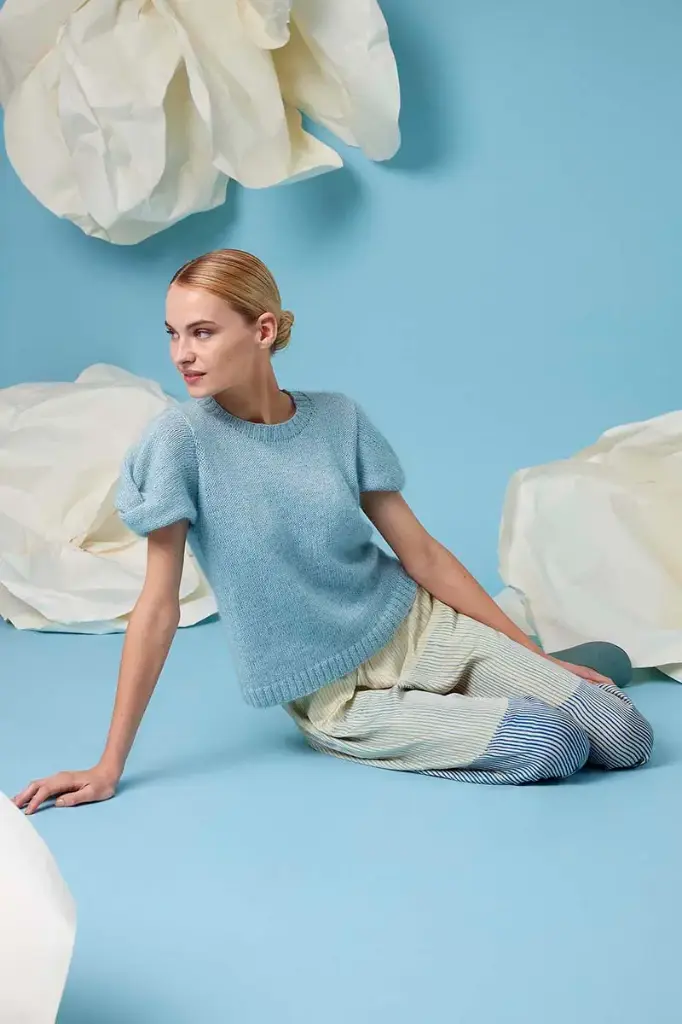 Schitterend truitje met opvallende korte mouwen in Baby Cotton & Lace | Lang Yarns