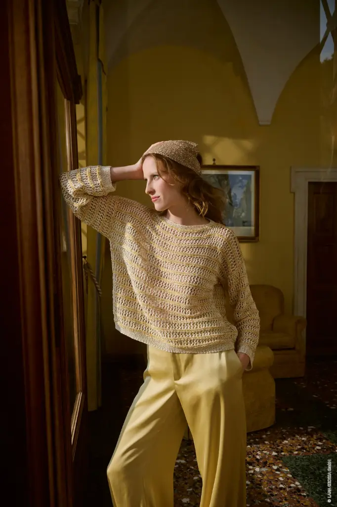 Trui met streepjesmotief in Filo Lurex & Glamour | Lana Grossa