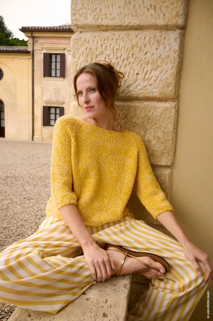 TopDown trui met halflange raglanmouwen in Summer Softness & Setasuri Pearls | Lana Grossa