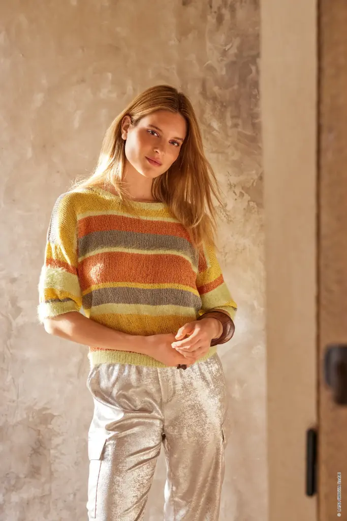 T-shirt met streepmotief in Finito, Filo Lurex & Filo Paillettes